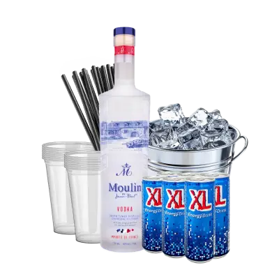 וודקה מולין + קרח + 6 XL + כוסות + קשים