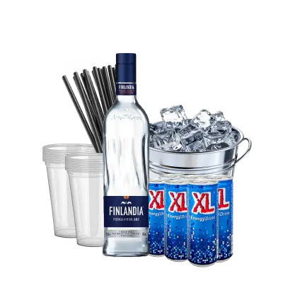 פינלנדיה + קרח + 6 XL + כוסות + קשים