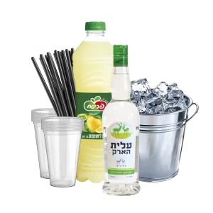 ארק עלית + קרח + לימונענע + כוסות + קשים