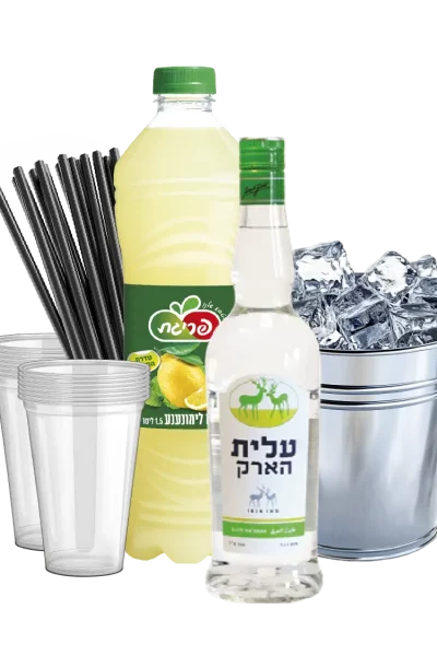 ארק עלית + קרח + לימונענע + כוסות + קשים