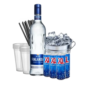 פינלנדיה + קרח + 6 XL + כוסות + קשים