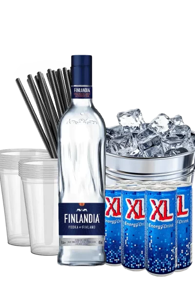 פינלנדיה + קרח + 6 XL + כוסות + קשים