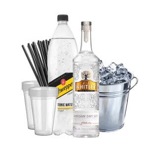 ג׳ין ויטלי נקי + קרח + טוניק + כוסות + קשים